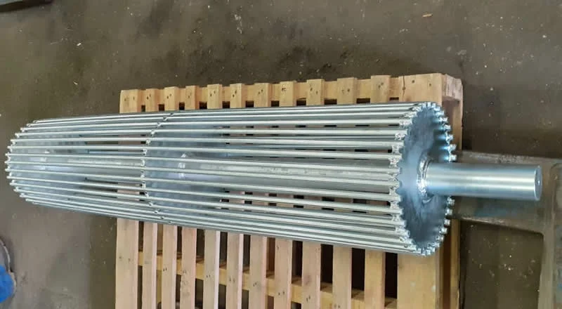 Tambor gaiola (autolimpeza) em transportador de correia industrial