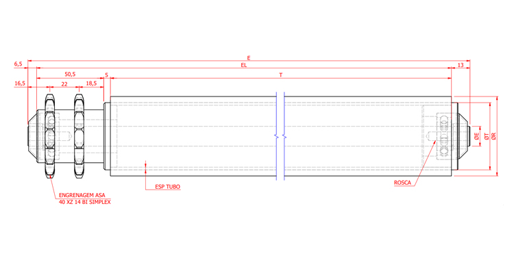 Rolete Acionado ASA 40 xz 14 Revestido